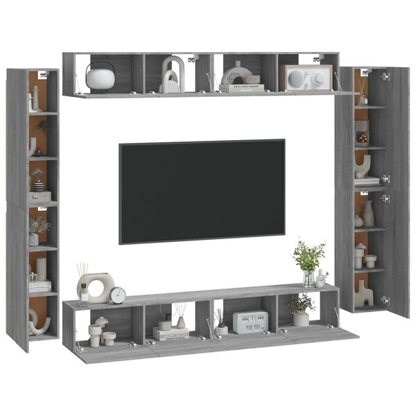 vidaXL 8-tlg. TV-Schrank-Set Grau Sonoma Holzwerkstoff