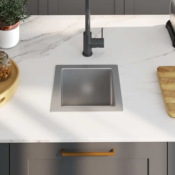 vidaXL Handgemachte Einbauspüle Edelstahl