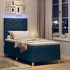 vidaXL LED Boxspringbett mit Matratze Blau 100 x 200 cm Stoff