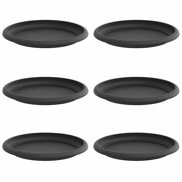 vidaXL Runde Blumenplatte 6 pcs Schwarz &Oslash; 17,5 x 2 cm Kunststoff