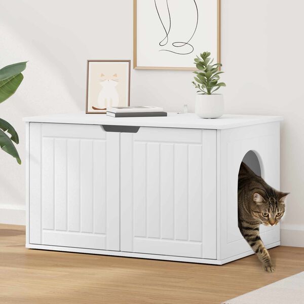 vidaXL Katzenhaus Wei&szlig; 85 x 55 x 50,5 cm Holzwerkstoff