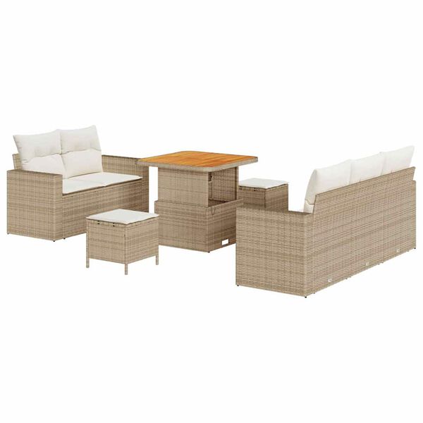 vidaXL Gartensofa-set mit Kissen 8 pcs Beige Poly-Rattan