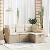 vidaXL 4-tlg. Garten-Sofagarnitur mit Kissen Beige Poly Rattan