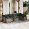 vidaXL 11-tlg. Garten-Sofagarnitur mit Kissen Grau Poly Rattan