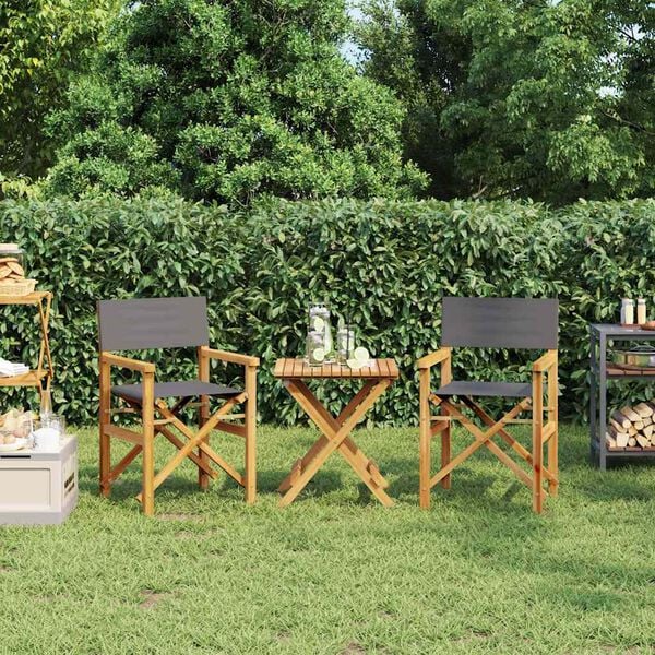 vidaXL Regiest&uuml;hle 2 Stk. Klappbar Grau Massivholz Teak