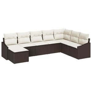 vidaXL Sofa Set mit Kissen 8 pcs Braun Poly-Rattan