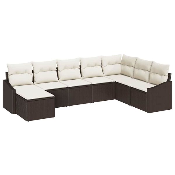 vidaXL Sofa Set mit Kissen 8 pcs Braun Poly-Rattan