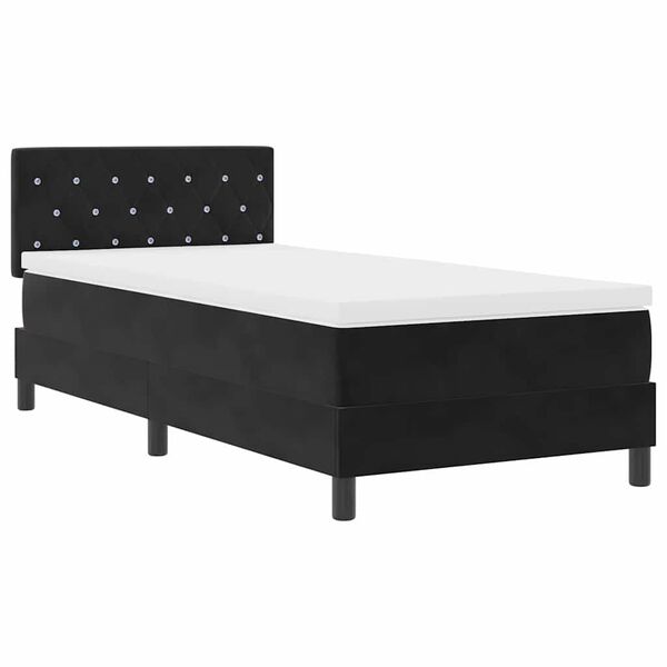 vidaXL Boxspringbett mit Matratze Schwarz 100 x 200 cm Samt