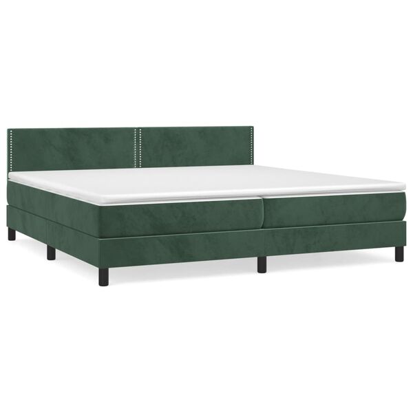 vidaXL Boxspringbett mit Matratze Dunkelgr&uuml;n 200x200 cm Samt