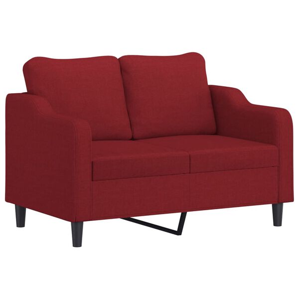vidaXL 2-Sitzer-Sofa mit Kissen Weinrot 120 cm Stoff
