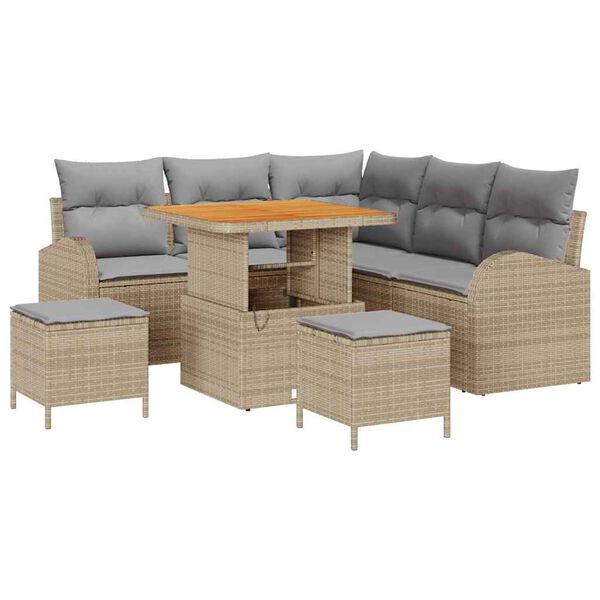 vidaXL Garten-Sofa-Set mit Kissen mit Kissen 8 pcs Beige und Hellgrau