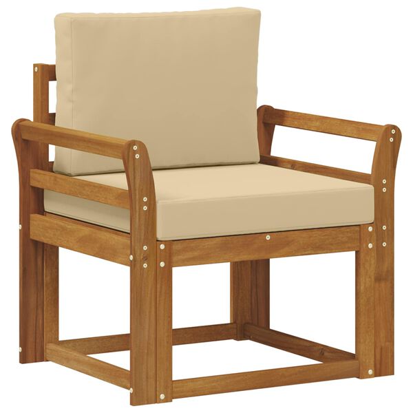 vidaXL Outdoor-Sofa Massives Akazienholz und Polyester Natur