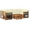 vidaXL Outdoor-Sofagarnitur 7 pcs Natur und Creme Massivholz Akazie