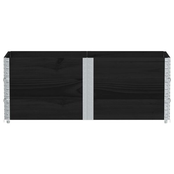 vidaXL Paletten-Aufsatzrahmen 3 Stk. Schwarz 150x50 Massivholz Kiefer
