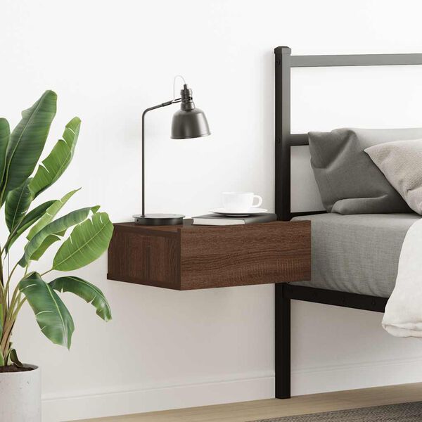 vidaXL H&auml;ngender Nachttisch Braun Eiche 40x30x15 cm Holzwerkstoff