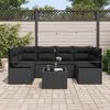 vidaXL Garten-Sofa-Set 7 pcs Schwarz Poly-Rattan und Stahl und Glas