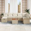 vidaXL Gartensofa-set mit Kissen mit Speicher 9 pcs Beige Poly Rattan