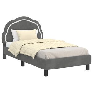 vidaXL Kinderbettgestell mit Kopfteil Dunkelgrau 80 x 160 cm Samt