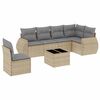 vidaXL 7-tlg. Garten-Sofagarnitur mit Kissen Beige Poly Rattan