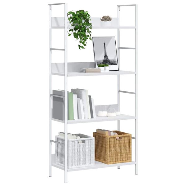 vidaXL B&uuml;cherregal 4 Regalb&ouml;den Wei&szlig; 60&times;27,6&times;124,5 cm Holzwerkstoff