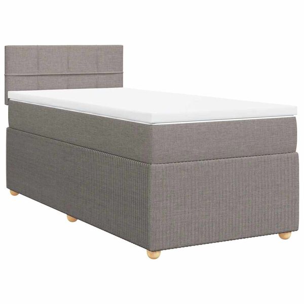 vidaXL Boxspringbett mit Matratze Taupe 100x200 cm Stoff