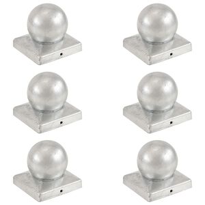 vidaXL Pfostenkappen 6 Stk. Kugelform Verzinktes Metall 101 x 101 mm