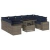 vidaXL 10-teiliges Gartensofa-Set mit Kissen, grau, Polyrattan