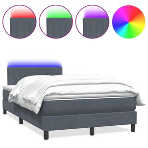 vidaXL Boxspringbett mit Matratze & LED Dunkelgrau 120x220 cm Samt