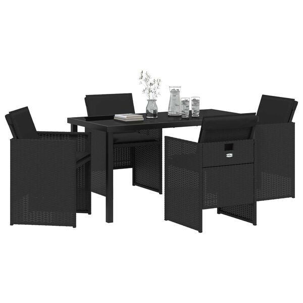 vidaXL Garten Essgruppe 5 pcs Schwarz Poly-Rattan