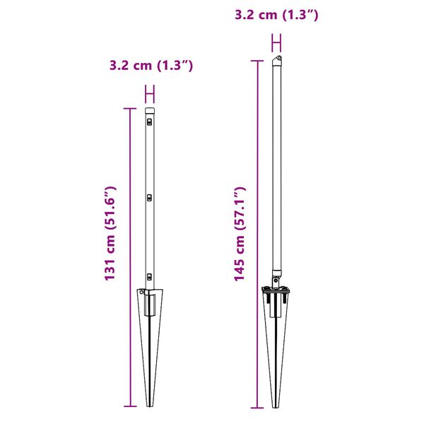 vidaXL Zaunpfosten 26 pcs Grau 3,2 x 3,2 x 100 cm