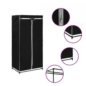 vidaXL Kleiderschrank Schwarz 75&times;50&times;160 cm