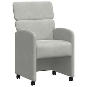 vidaXL Esszimmerst&uuml;hle mit Rollen 2 stk. Samt Hellgrau 58 x 65 x 98 cm
