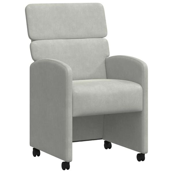 vidaXL Esszimmerst&uuml;hle mit Rollen 2 pcs Hellgrau 58 x 65 x 98 cm Samt