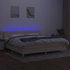 vidaXL Boxspringbett mit Matratze & LED Creme 200x200 cm Stoff