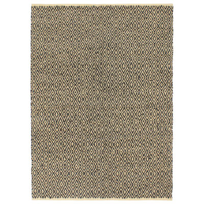 vidaXL Handgewebter Chindi-Teppich Leder Baumwolle 80x160cm Schwarz