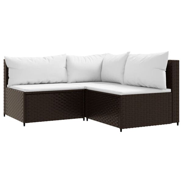 vidaXL 4-tlg. Garten-Lounge-Set mit Kissen Braun Poly Rattan