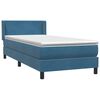 vidaXL Boxspringbett mit Matratze Dunkelblau 100x220 cm Samt