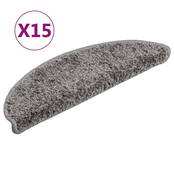 vidaXL Stufenmatten 15 Stk. 56x17x3 cm Grau Halbrund