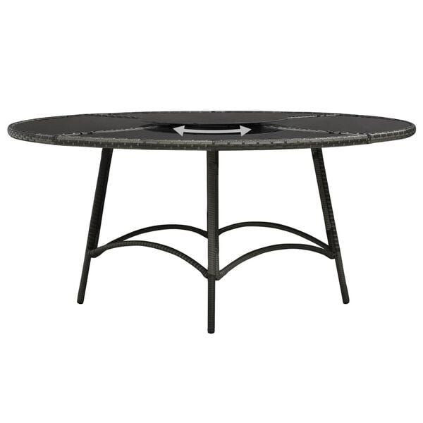 vidaXL 7-tlg. Garten-Essgruppe mit Auflagen Poly Rattan Grau