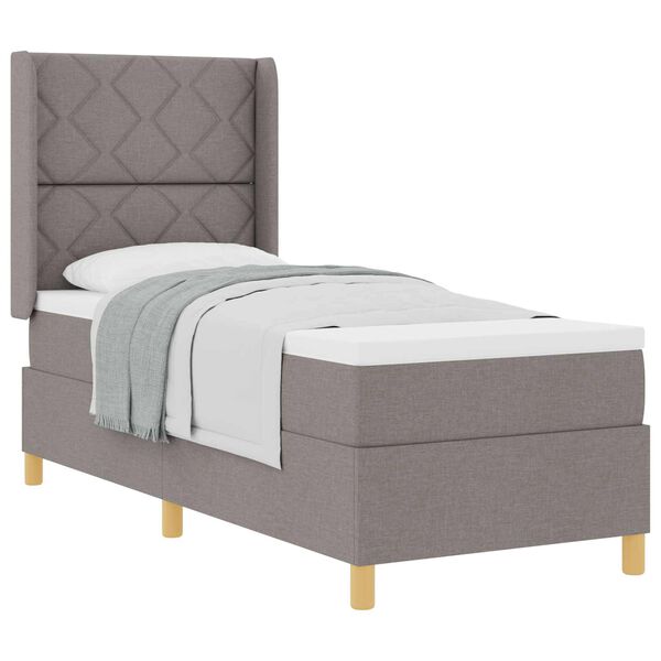 vidaXL Boxspringbett mit Matratze mit Kopfteil Taupe 80 x 200 cm Stoff