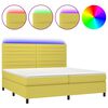 vidaXL Boxspringbett mit Matratze & LED Gr&uuml;n 200x200 cm Stoff