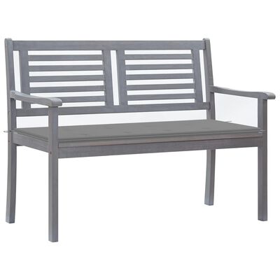 vidaXL 2-Sitzer-Gartenbank mit Auflage 120 cm Grau Eukalyptusholz