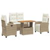 vidaXL 4-tlg. Garten-Essgruppe mit Kissen Beige Poly Rattan