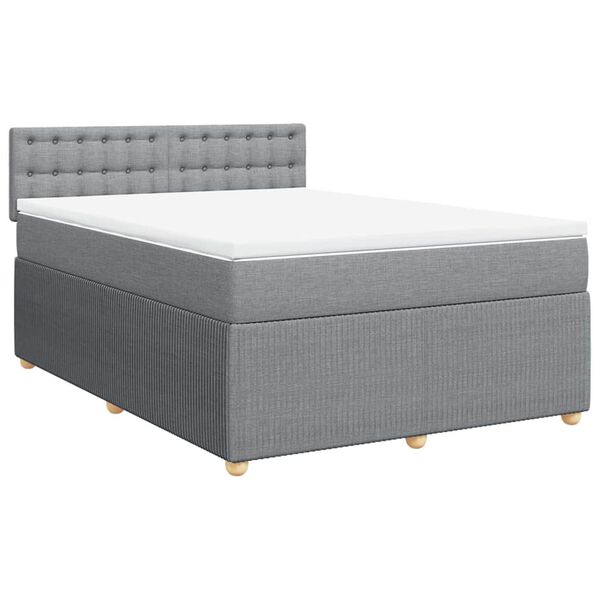vidaXL Boxspringbett mit Matratze Hellgrau 140x200 cm Stoff