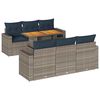 vidaXL 7-tlg. Garten-Sofagarnitur mit Kissen Grau Poly Rattan