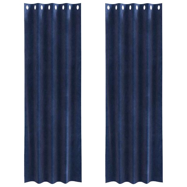 vidaXL Verdunkelungsvorhänge 2 pcs Dunkelblau 140 x 245 cm Samt