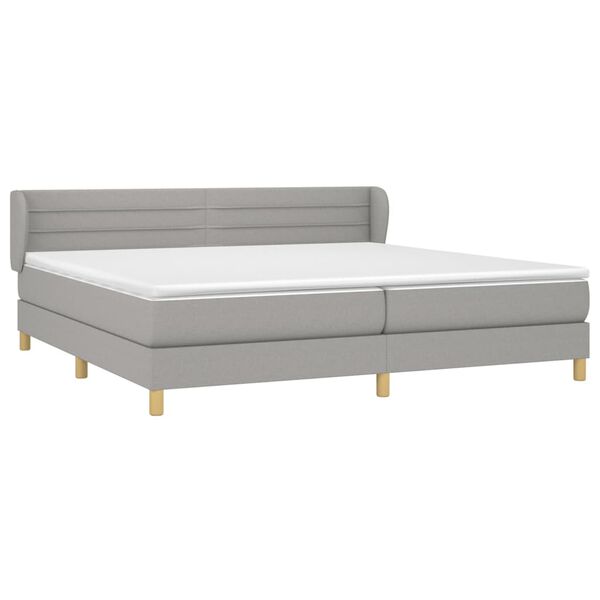 vidaXL Boxspringbett mit Matratze Hellgrau 200x200 cm Stoff