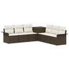 vidaXL Sofa Set 7 stk. Braun und Creme Wei&szlig; Polyrattan und Stahl