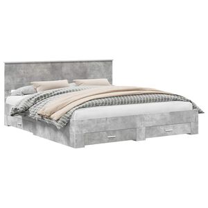 vidaXL Bettrahmen mit Schubladen Beton Grau 200 x 200 cm Holzwerkstoff