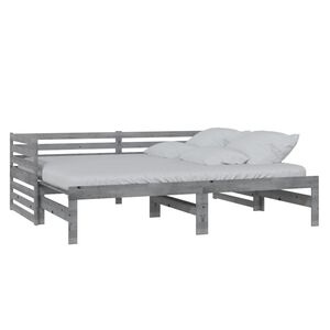 vidaXL Ausziehbares Tagesbett Grau Massivholz Kiefer 2x(90x200) cm